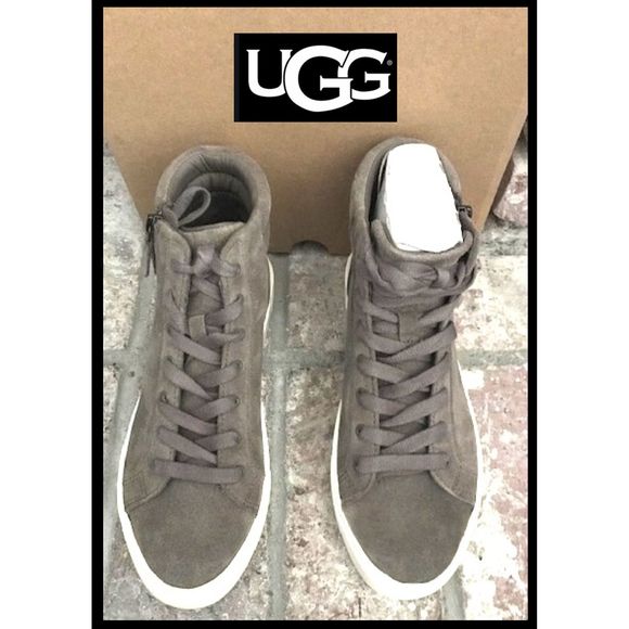 UGG  Women Olli Hi Top Grey Brush Suede Sneakers - Picture 2 of 6